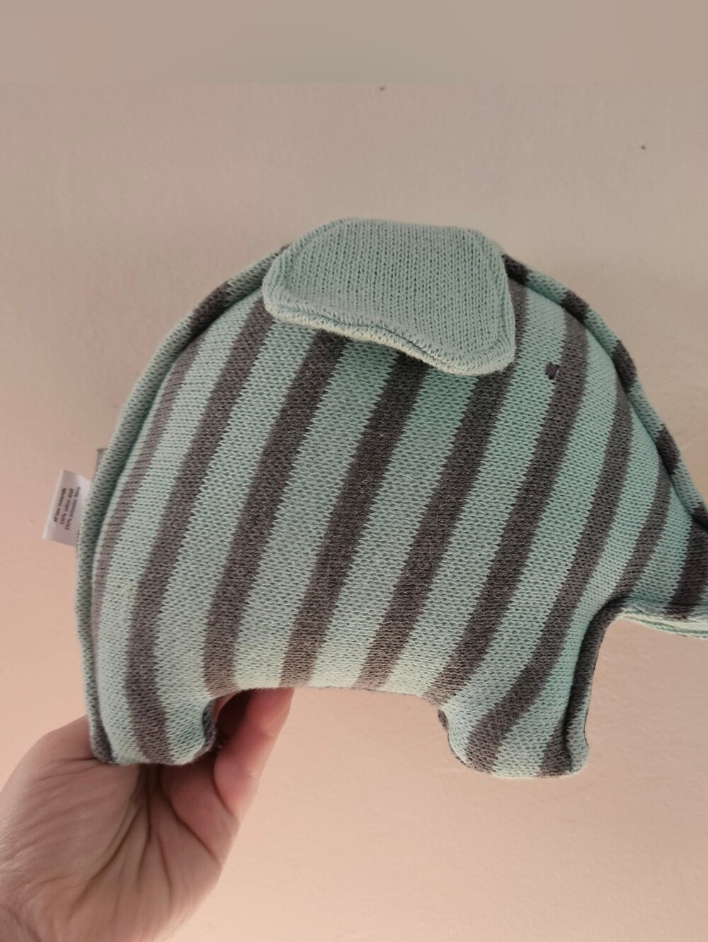 Land of Nod Striped Elephant Knit Stuffed Animal